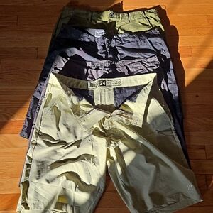 DIXXON Green and Gray Flat Front Shorts Lightweight Casual